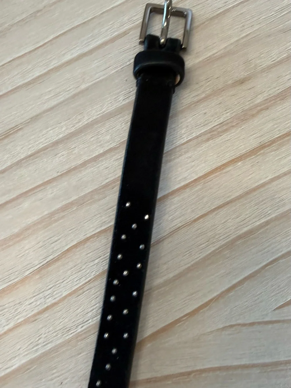 J. Crew Black Sparkle Leather Belt with Silver-Tone Buckle - Picture 3 of 9